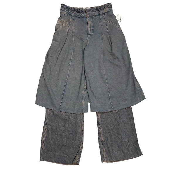 NWT New $248 Free People Nocturne Double Hem Trouser Jeans Size 26 - Picture 3 of 13
